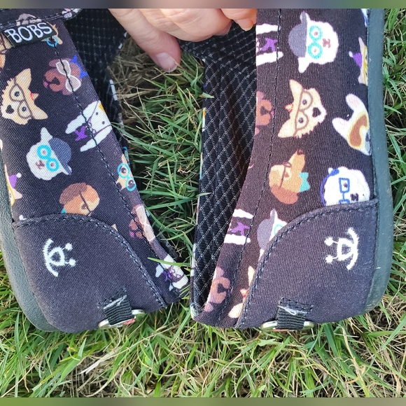 Skechers Bobs For Dogs Sz 8 Black Fabric Casual Slip on Shoes Flats Hipster Pup - Picture 8 of 8